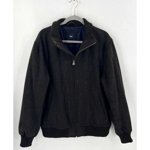 Gap Mens Coat Size Large Brown Wool Blend Full Zip Jacket
